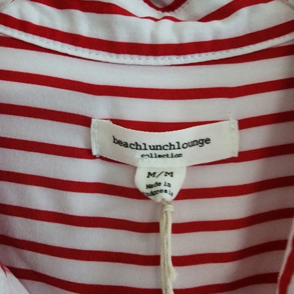 NWT Beach Lunch Lounge Candy Striped Sleeveless Button Front Women's Shirt Sz M - Picture 5 of 6